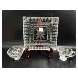 Waterford Crystal Plate And Sugar And Creamer Set