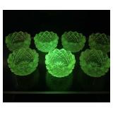 Vintage Uranium Vaseline Glass Salt Cellars