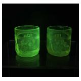 Vintage Glowing Uranium Vaseline Toothpick Holders