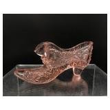 vintage Fenton Art Glass slipper shoe, Rose pink
