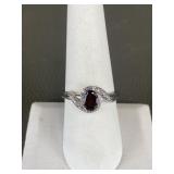 Sterling Silver Genuine Garnet Gemstone Ring