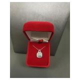 Platinum Plated Geniune Diamond Pendant Necklace