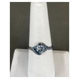 Sterling Silver Blue Topaz Gemstone Heart Ring