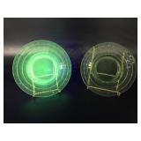 Uranium Vaseline Depression Glass Plate & More