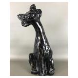 Fenton Winking Alley Cat Glossy Black Glass Figure