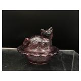 Vtg Mosser Cat On Nest Salt Cellar