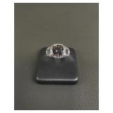 Sterling Silver Genuine Quartz Cushion Cut Ring