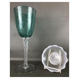 Vtg Blenko Mid-century Modern Air Twist Goblet &