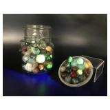 Vtg Glowing Magnese/amberina & Luster Marbles
