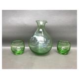 Vtg Green Glass Ice Chiller Decanter & More!