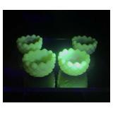 Fenton Uranium Burmese Glass Hobnail Salt Cellars