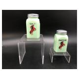 Vt Jadeite Glass Cowgirl Salt & Pepper Shakers