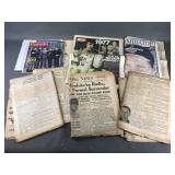 Vtg Newpaper Articles Including Beatles & Elvis