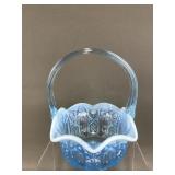 Fenton Glass Aqua Blue Opalescent Glass Basket