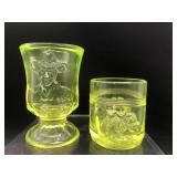 Vintage Cowboy & Monkey Uranium Glass Toothpick