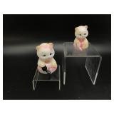 Fenton Art Glass Painted Mother & Baby Bear
