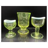 Vtg Uranium Glass Cowboy Toothpick & Eyewash