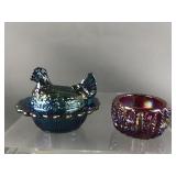 Mosser Carnival Glass Hen Salt Cellar & More
