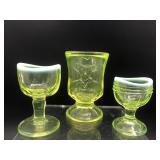 Vtg Uranium Glass Cowboy Toothpick & Eyewash