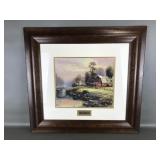 Framed Thomas Kinkade Sunset At Riverbend Farm