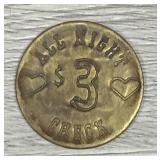 Vintage Brass Brothel Token Folsom