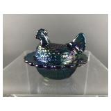 Vintage Carnival Glass Mosser Hen Salt Cellar