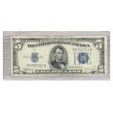 1934 C Series $5 Dollar Silver Certificate Note
