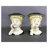 Vtg Reproduction Lady Dangle Earring Head Vases