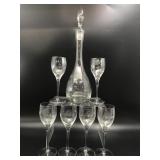 Vintage Romanian Glass Decanter Set