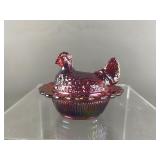 Mosser Red Mini Carnival Glass Hen On Nest
