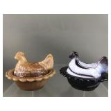 Vtg Mosser Slag Glass Mini Hen On Nest