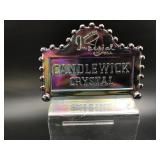 Vtg Crystal Candlewick Desk Sign Carnival Glass