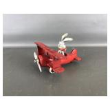 Vtg Looney Tunes Bugs Bunny Diecast Metal Biplane