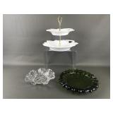 Vtg Leaf Two Leaf Shaped Etagere, Mcm Glass &