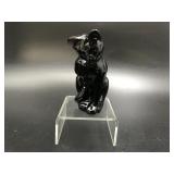 Fenton Amethyst Art Glass Grooming Cat