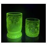 Vintage Uranium Vaseline Glass Toothpick Holders