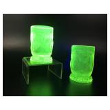 Vtg Mosser Cranes Uranium Glass Toothpick Holders