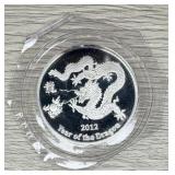 2012 Silver 1oz .999 Fine Year Of The Dragon