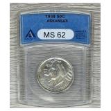 1938 Arkansas Silver Half Dollar ANACS MS 62
