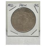 1922 90% Silver Peace Dollar