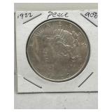 1922 90% Silver Peace Dollar