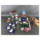 Vintage blow mold & wooden ornaments