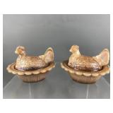 Chocolate Swirl Mosser Slag Glass Mini Hen On Nest
