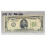 1934 Series $5 Dollar Federal Reserve Note