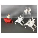 Vtg 1950s Blow Mold White Reindeeer Figurines
