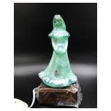 Fenton Green Slag Glass Doll W Light Box