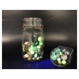 Glowing Vtg Manganese/amberina &luster Marbles