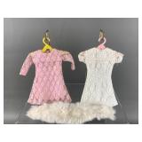 Vintage Barbie Pink Lace Dress, White Lace Dress,