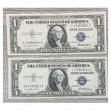 Consecutive Silver Certificates Lot of (2)