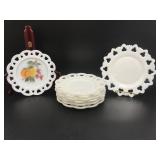 Vtg Open Lace Milk Glass Plates